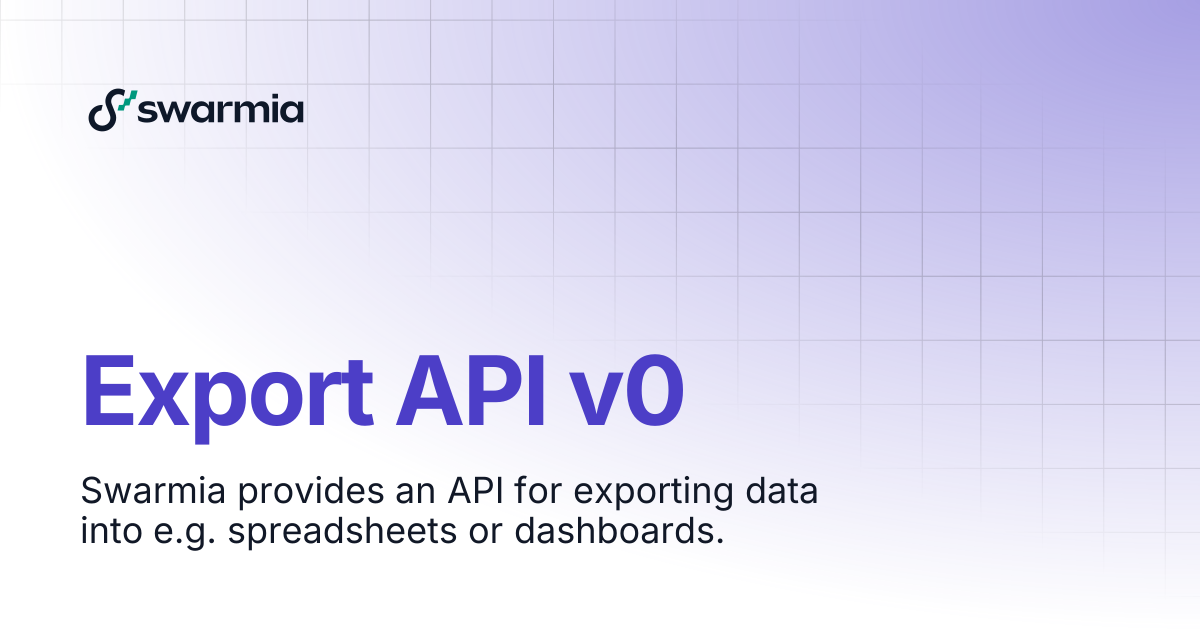 Export API v0 | Swarmia docs